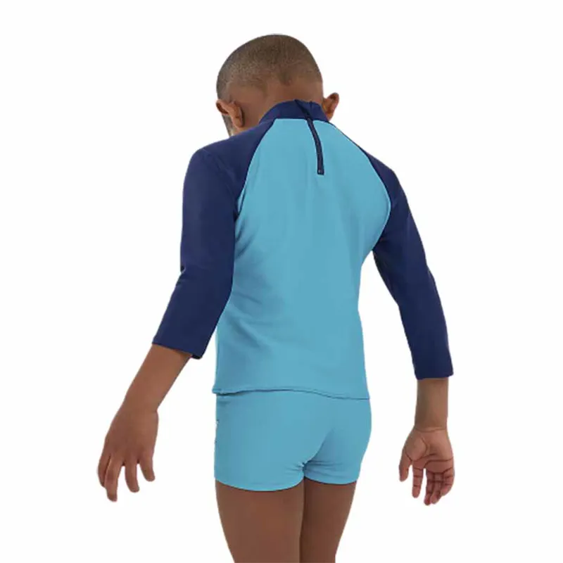 Speedo Toddler Boys Long Sleeve Printed Rash Top Blue-4